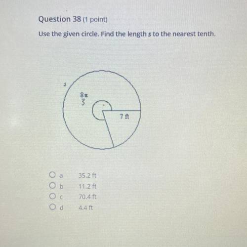 Use the given circle. find the length s to the nearest tenth.