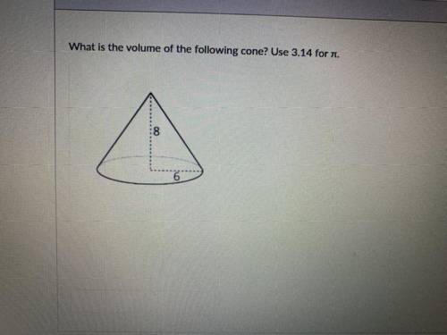 What is the volume of the following cone