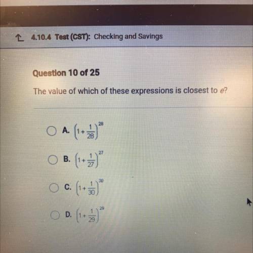 The value of which of these expressions is closest to e?