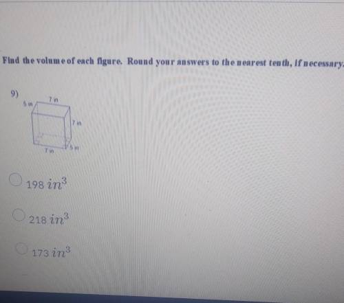 Find the volume The last answer choice is 245 in3​