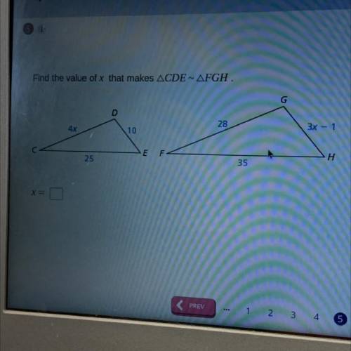 Find the value of x that makes ACDE - AFGH.