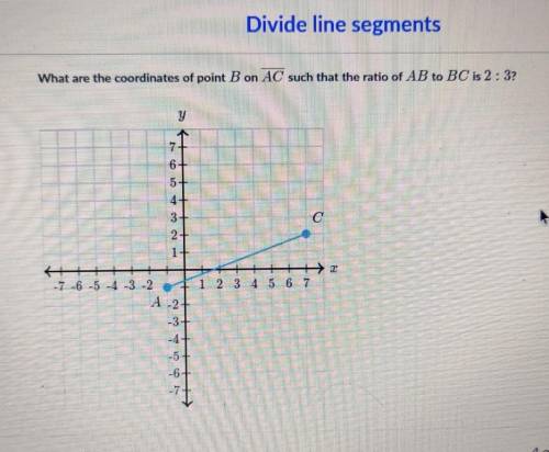 What are the coordinates of point B on AC such that the ratio of AB to BC is 2:3?​