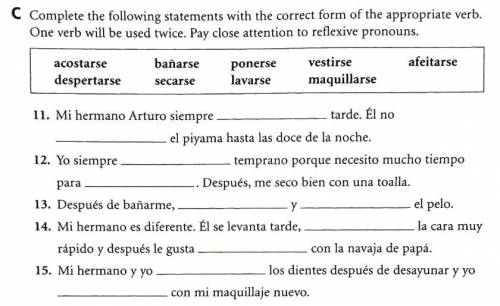 I need help with Spanish plz. Fill in the blanks.