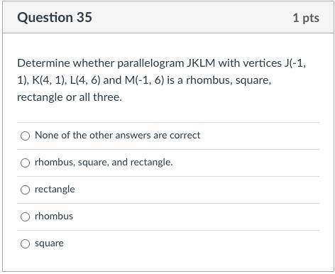 Determine whether parallelogram JKLM with vertices J(-1, 1), K(4, 1), L(4, 6) and M(-1, 6) is a rho