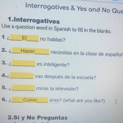 Hey can someone help me out with a little Spanish? I just need 3,4, and 5