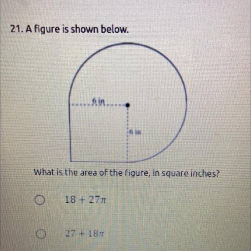 21. A Figure is shown below.
What is the area of the figure, in square inches?