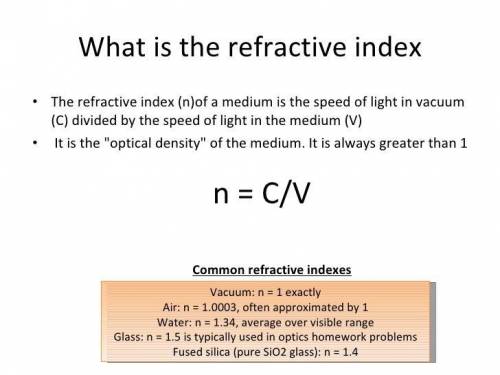 Refractive index of water is 1.3. calculate the speed of light in water.​