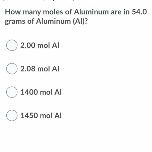 How many moles of Aluminum are in 54.0 grams of Aluminum (Al)