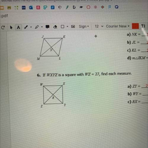 If WXYZ is a square with WZ = 27, find each measure.