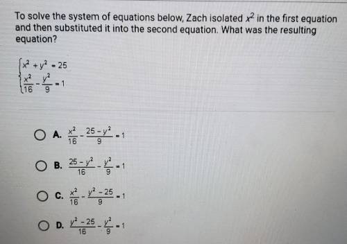 To solve the system of equations below, Zach isolated x2 in the first equation and then substituted