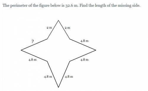 The perimeter of the figure below is 32.6 m. Find the length of the missing side.