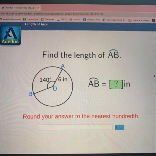 Find the length of AB.

A
140/6 in
AB = [ ? Jin
B В
Round your answer to the nearest hundredth.
