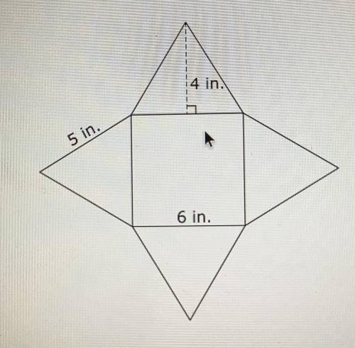 The net of a square pyramid is shown below. 
what is the surface area of the square pyramid?