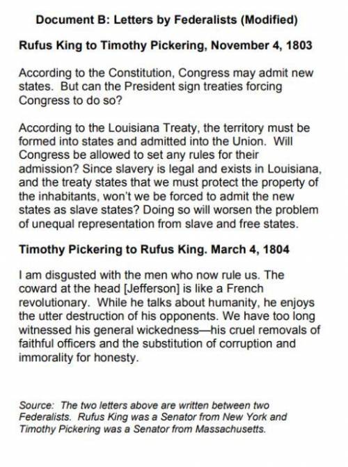 Based on this document, why did Federalists oppose the Louisiana Purchase? List 2 reasons