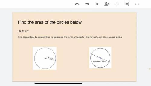 Find the area of the circles below.