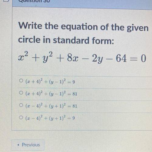 Write the equation of the given circle in standard form