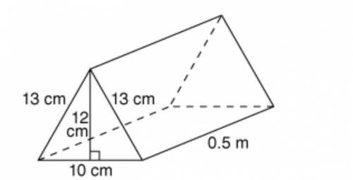 What is the value of B for the following triangular prism?

120 cm 2
60 cm 2
5 cm 2
2.5 cm 2