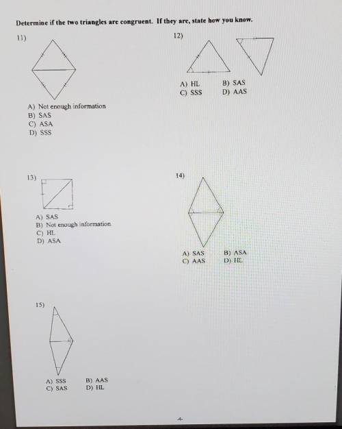 Determine if the two triangles are congruent. Please help, I need this turned in ASAP.​