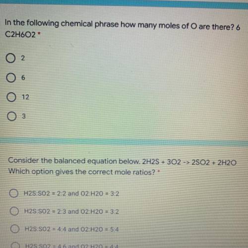 Hurry please need fast

In the following chemical phrase how many moles of O are there? 6
C2H602*