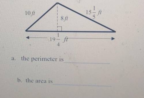 NEED HELP ASAP!! WILL GIVE BRAINLIEST! Find the perimeter and area for the triangle. Be sure to wri