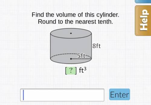 Find the volume of this cylinder. Round to the nearest tenth