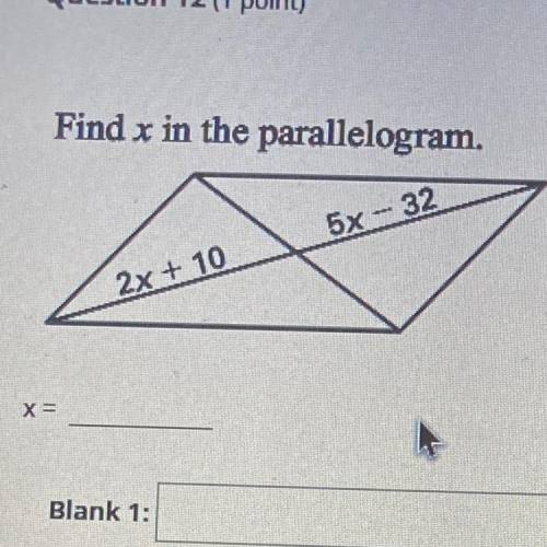 Find x in the parallelogram ?