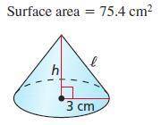 Find the height and slant height of the cone. Round your answers to the nearest whole number.