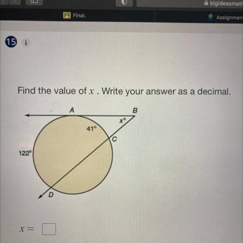 Find the value of x. Write your answer as a decimal.