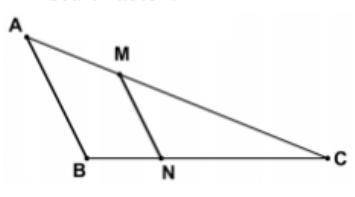 In the diagram below, segment MN is the image of segment AB after a dilation with a center at point