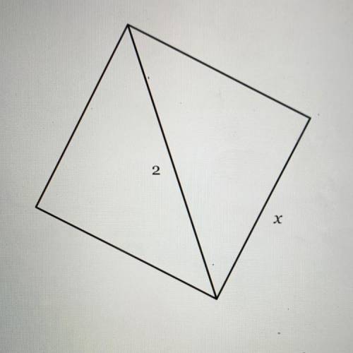 The figure below is a square. Find the length of side x in simplest

radical form with a rational