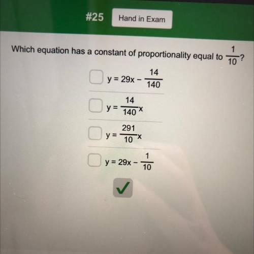 Which equation has a constant of proportionality equal to 1/10