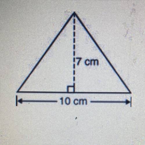 What is the area in square centimeters of the triangle below?
