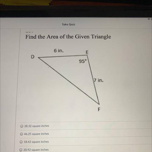Find the Area of the Given Triangle