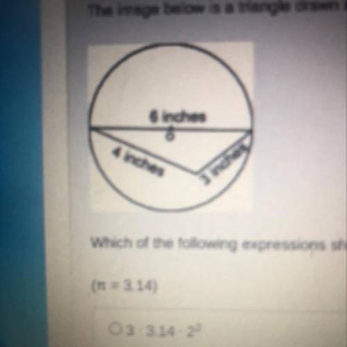 The image below is a triangle drawn inside a circle with center o. which of the following expressio