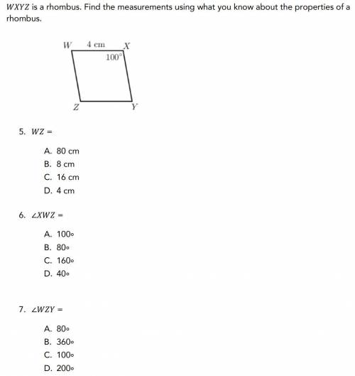 Need help finding measurements on a rhombus