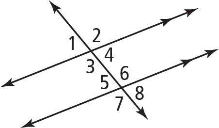 Which angles are supplementary to
∠4? Select all that apply.
∠2 ∠7
∠5 ∠6
∠1