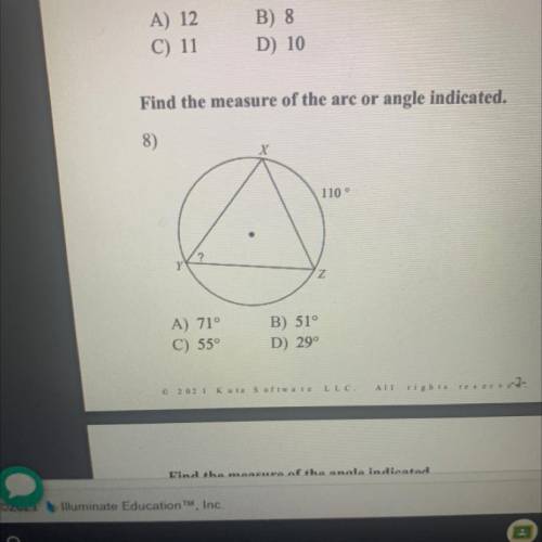 I need help to Find the measure of the arc or angle indicated￼