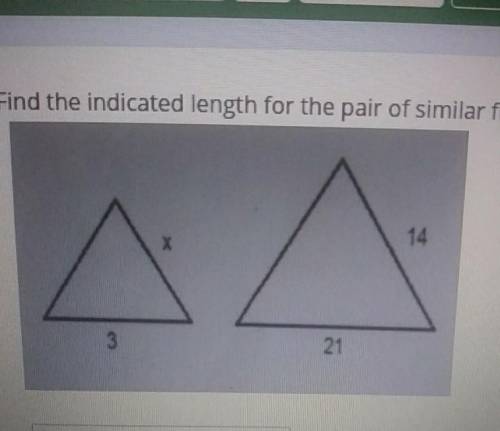 Find the indicated length for the pair of similar figures. X 14 3 21​