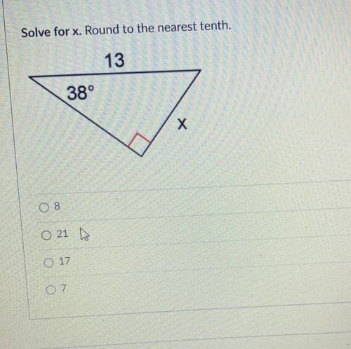 Solve for x. Round to the nearest tenth. Please help