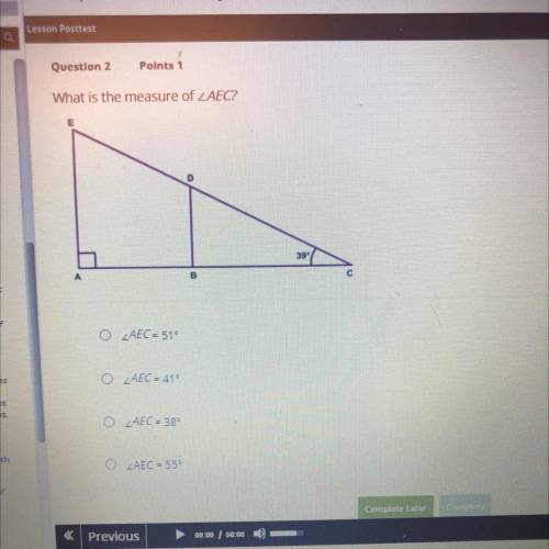 What is the measure of angle AEC?