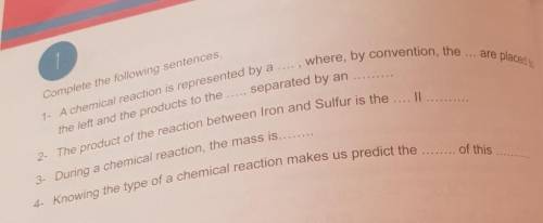 Complete the following sentences.

1- A chemical reaction is represented by a ...., where, by conv