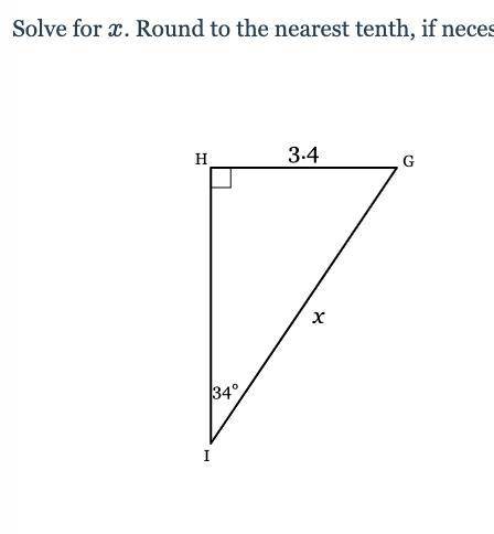 Solve for x. Round to the nearest tenth, if necessary. 3.4