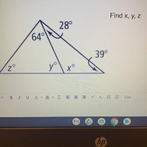 Help! Find x, y, z 
Worth 20 points
