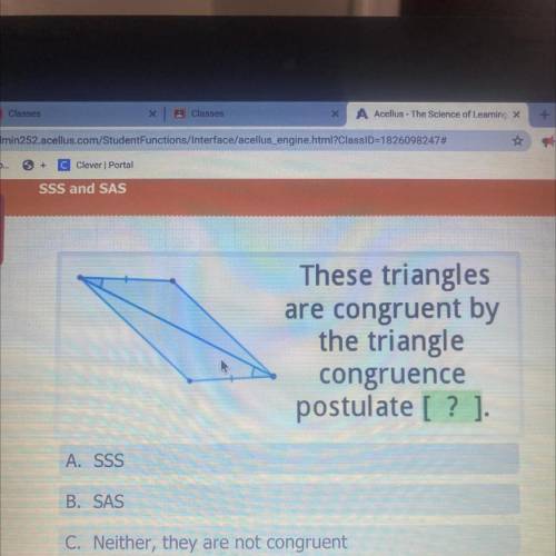 These triangles are congruent by the triangle congruence postulate [?]