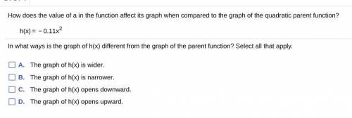 How does the value of a in the function affect its graph when compared to the graph of the quadrati