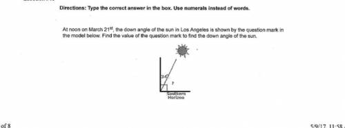 At noon on March 21st the down angle of the sun in Los Angeles is shown by the question mark in the