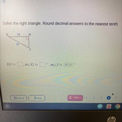 Solve the right triangle. Round decimal answers to the nearest tenth.