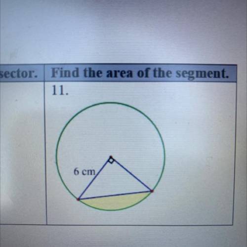 Find the are of the segment