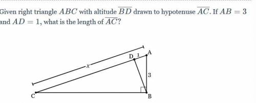 HELP ME FOR 20 POINTS

Given right triangle ABC with altitude BD drawn to hypotenuse AC. If AB=3 a