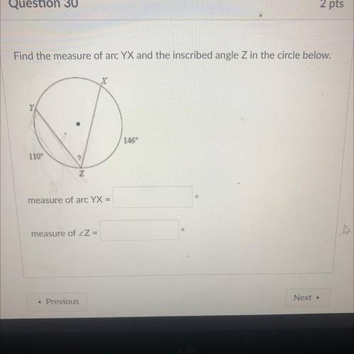 Find the measure of the arc